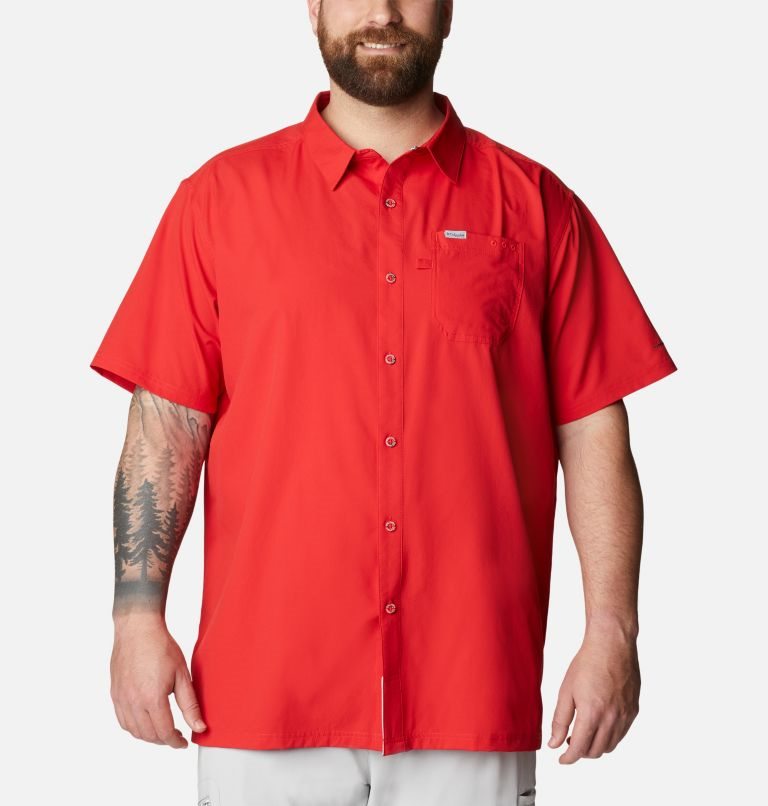 Men\'s Columbia PFG Slack Tide Camp Shirts Red | Plus Size CA-T65A3